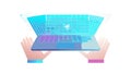 Hands Typing on Laptop with Digital Code, vector design Generative AI Royalty Free Stock Photo