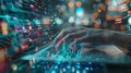 The hands on keyboard coding..AI generated image Royalty Free Stock Photo