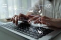 Hands Typing on Laptop with Low Code Platform Icons Representing Modern Technology, Development, and Digital Royalty Free Stock Photo