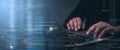 Hands typing on laptop with programming code on screen, representing software development. Perfect for coding, IT solutions, Royalty Free Stock Photo
