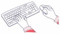 Hands Typing and Using Mouse Simultaneously, vector design Generative AI Royalty Free Stock Photo