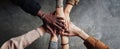 The Hands of Unity Emphasizing Diversity and Collaboration in a Group Setting. AI generated image Royalty Free Stock Photo