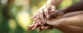 The Hands of Unity Symbolizing Cooperation and Togetherness in Nature. AI generated image Royalty Free Stock Photo