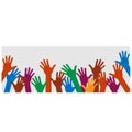 Hands up of different colors Royalty Free Stock Photo