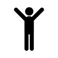 Hands up male person icon