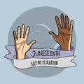 Hands up with ribbon massage to juneteenth celebrate