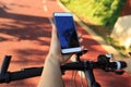 Hands use gps navigator on cellphone