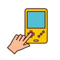 hands user with Portable video game console Royalty Free Stock Photo