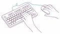Hands Using Keyboard and Mouse for Computer Work, vector design Generative AI Royalty Free Stock Photo