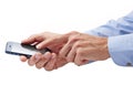 Hands Using Mobile Cell Phone Royalty Free Stock Photo