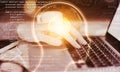 Hands using programming notebook Royalty Free Stock Photo