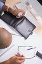 Hands using telephone while doing paperwor paperworkdesk Royalty Free Stock Photo