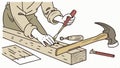 Hands using tools, carpentry and woodworking for crafts and DIY projects vector design Generative AI Royalty Free Stock Photo