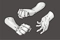 Hands in various gestures. Flat design modern illustration concept.