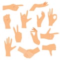 Hands in various gestures. Flat design modern vector.