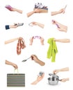 Hands with various objects