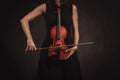 Hands of Violinist Woman Royalty Free Stock Photo