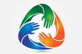 Hands voluntary unity symbol logo vector Royalty Free Stock Photo