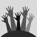 hands.volunteering. image in gray tones.. Eps 10.Vector illustration