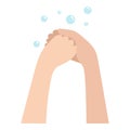 Hands wash procedure icon, cartoon and flat style