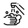 Hands Wash Water Faucet Icon Outline Illustration