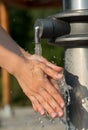 Hands Washing with Clear and Fresh Water Royalty Free Stock Photo