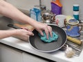 Hands Washing Dirty Dish Ware Royalty Free Stock Photo