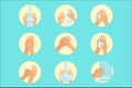 Hands Washing Sequence Instruction, Infographic Hygiene Poster For Proper Hand Wash Procedures Royalty Free Stock Photo