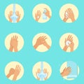 Hands Washing Sequence Instruction, Infographic Hygiene Poster For Proper Hand Wash Procedures Royalty Free Stock Photo