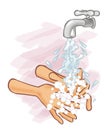 Hands washing under tap