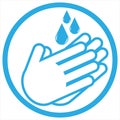 Hands with water drops symbol. Outline symbol