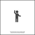 Hands waving gesture silhouette of man. Vector icon gesture on white isolated background