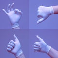 Hands wearing rubber gloves symbolize