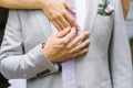 Hands with wedding rings bride and groom closeup Royalty Free Stock Photo