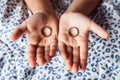 Hands and wedding rings Royalty Free Stock Photo