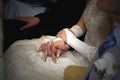 Hands with wedding rings happy newlyweds Royalty Free Stock Photo