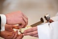 hands, wedding rings and marriage vows Royalty Free Stock Photo