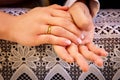 hands, wedding rings and marriage vows Royalty Free Stock Photo