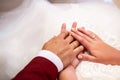 hands, wedding rings and marriage vows Royalty Free Stock Photo