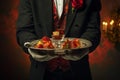 Hands wedding waiter. Generate Ai