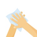 Hands wipe paper or tissue towel vector icon, human hand cleaning, personal ppe, disinfection wash template. Hygiene Royalty Free Stock Photo