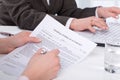 Hands of the woman signature document Royalty Free Stock Photo