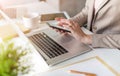 Hands of a woman working on a laptop Royalty Free Stock Photo