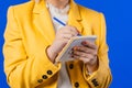 Hands of woman writing notes in planner. Future plans, to-do list in notebook Royalty Free Stock Photo