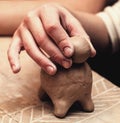 Hands working with clay Royalty Free Stock Photo