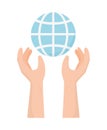 Hands with world charity and donation concept