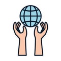Hands with world support charity and donation