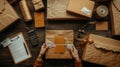 The Hands Wrapping Parcel. AI generated Royalty Free Stock Photo