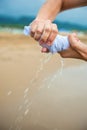 Hands wring out a wet cloth Royalty Free Stock Photo