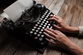 Hands writing on old typewriter Royalty Free Stock Photo